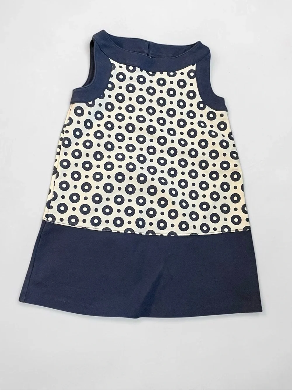 Gymboree Parisian Afternoon Blue Polka Dot Shift Dress Girls Size 5 Mod Retro